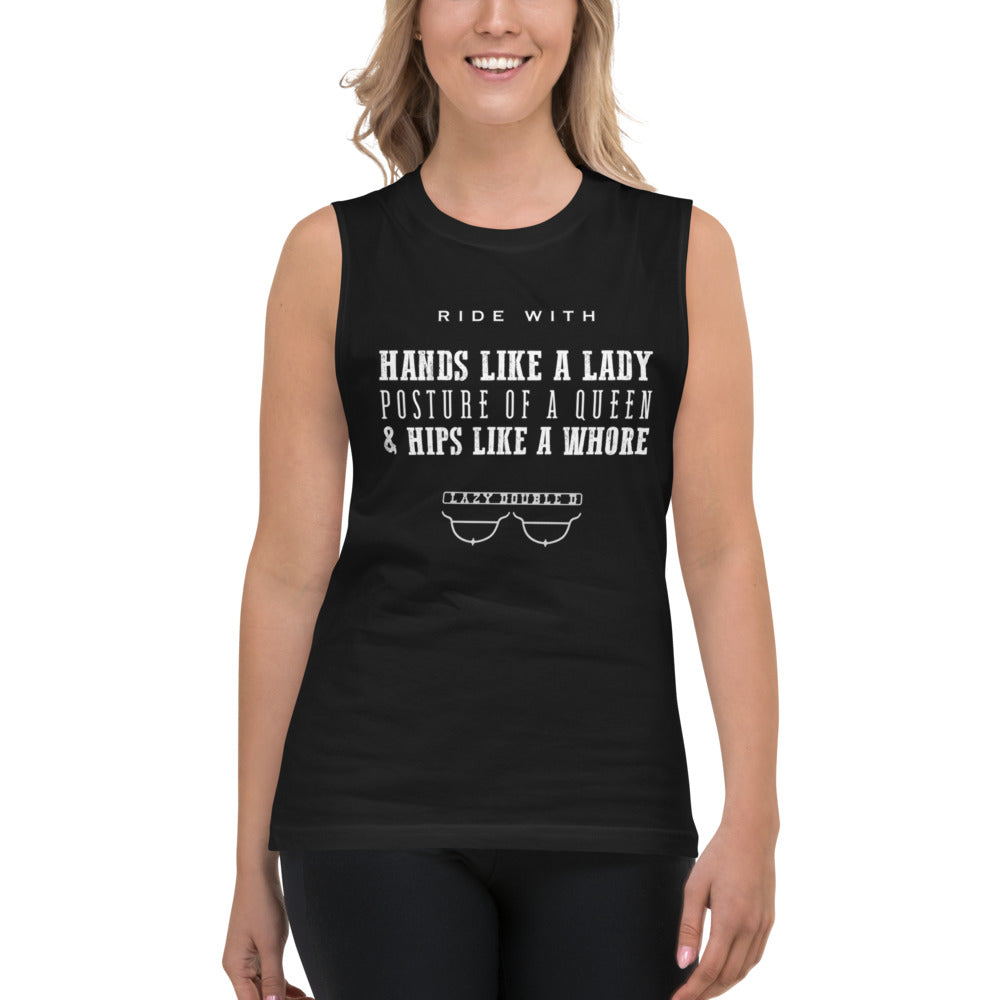 The Lazy Double D Ranch logo Unisex Lady Rider Muscle tank