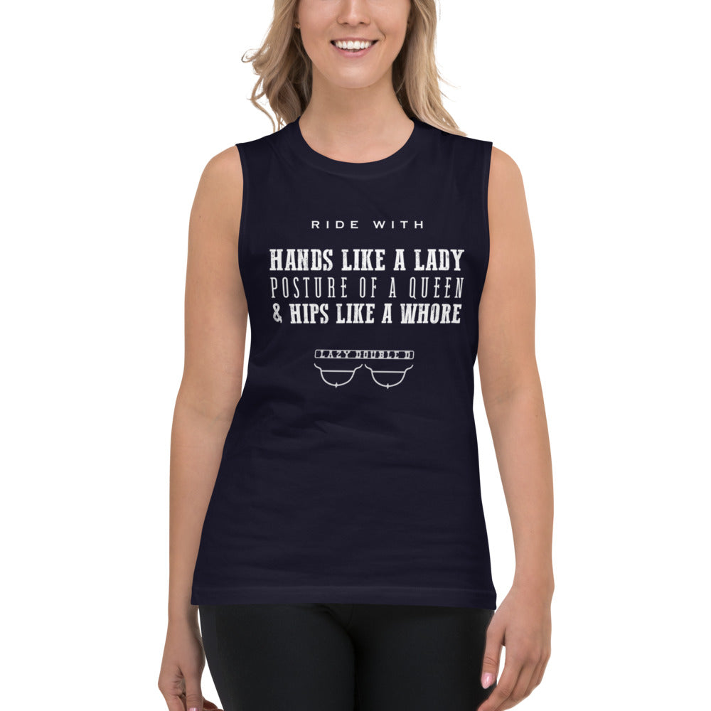 The Lazy Double D Ranch logo Unisex Lady Rider Muscle tank